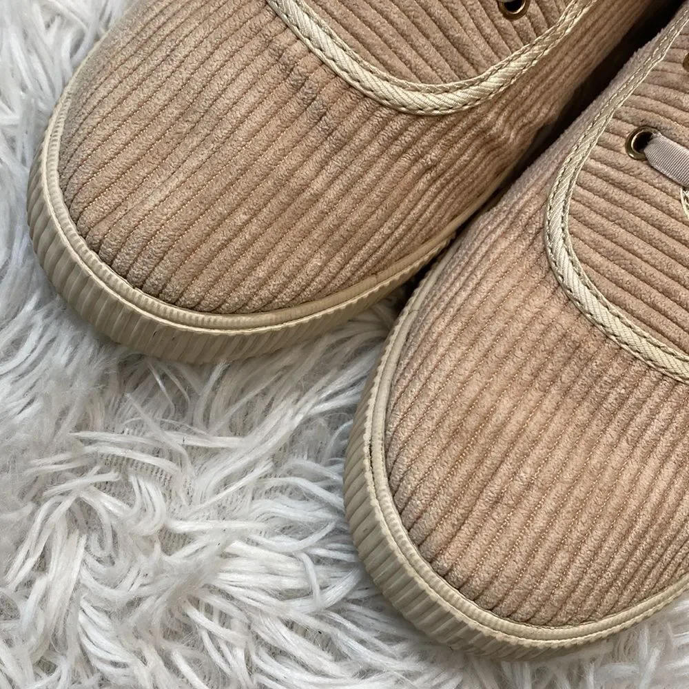 Toms Tan Carmel Corduroy Lace Up Sneakers Sz 10